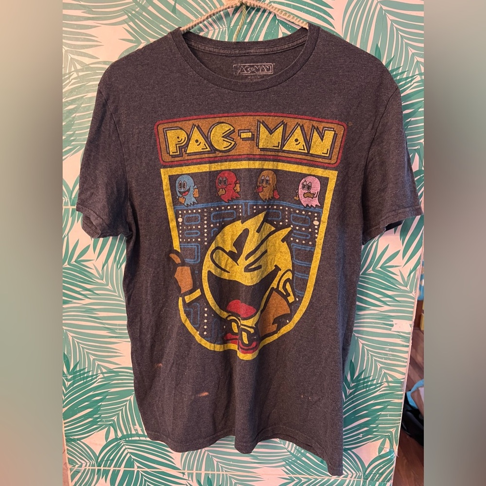 Vintage pac man shirt charcoal gray sz M worn graphic